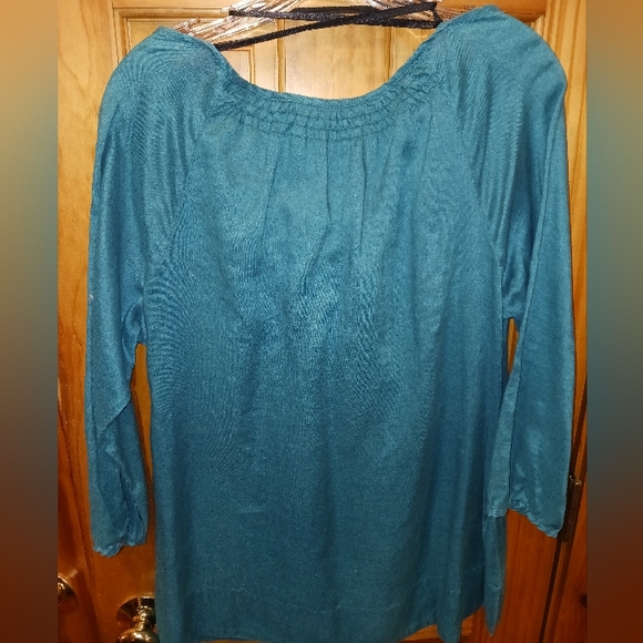 Eddie Bauer Teal Green 3/4 Sleeve linen Tunic NWOT XL tall - Picture 5 of 8